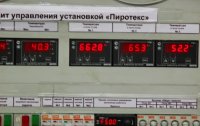 The temperature of three crucibles inside the pyrolysis furnace.