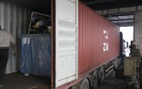 truck with loaded parts of pyrolysis equipment Pirotex